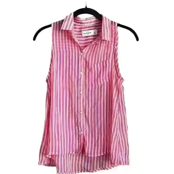 Abercrombie Kids XL sleeveless top sheer preppy stripes lightweight casual - Picture 1 of 6